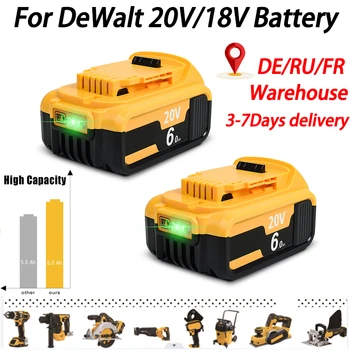 20V 3.0Ah/6.0Ah/9.0Ah для замены батареи Dewalt DCB200 Батарея Совместима с DCB206 DCB207 DCB204 DCB203 + зарядное устройство