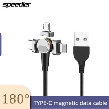 Поворотный на 180 ° адаптер Type-c Micro USB с магнитным всасыванием, многофункциональный кабель для передачи данных длиной 1 м 2,4 А для мобильного планшета