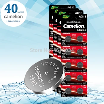 Camelion 40шт 1.5 В Кнопочная Батарея lr44 Литиевые Батарейки для монет A76 AG13 G13A LR44 LR1154 357A SR44 100% Оригинал