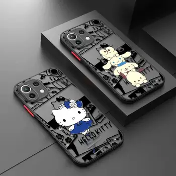 Чехол для Телефона Hello Kitty Для Xiaomi Poco X3 NFC X4 X5 13 Pro Mi 11 12 10 Lite M3 M5 C40 С Жестким Матовым Корпусом И Силиконовой Рамкой Funda