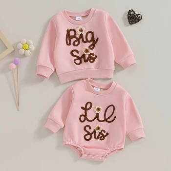 Толстовка для новорожденных девочек / Ползунки с розовым буквенным принтом, милая одежда с длинным рукавом для малышей, теплые Зимние осенние пуловеры