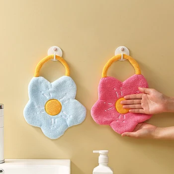 Быстросохнущие полотенца для рук, носовой платок из кораллового флиса, впитывающее кухонное полотенце для ванной комнаты, салфетка для чистки посуды, Креативная форма цветка