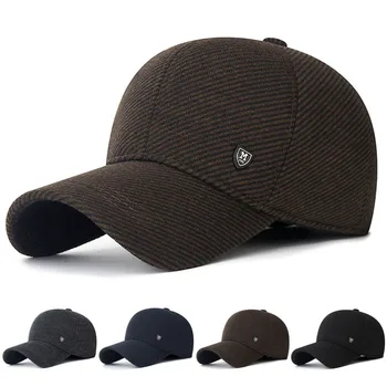Бейсболка для стариков Зимняя кепка для защиты ушей хип-хоп шляпа Уличная кепка с утиным язычком Теплая уличная хлопчатобумажная шапка осень