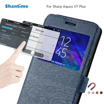 Чехол для телефона из искусственной кожи для Sharp Aquos V7 Plus, флип-чехол для Sharp Aquos V7 Plus, чехол-книжка с окошком, мягкая задняя крышка из силикона TPU