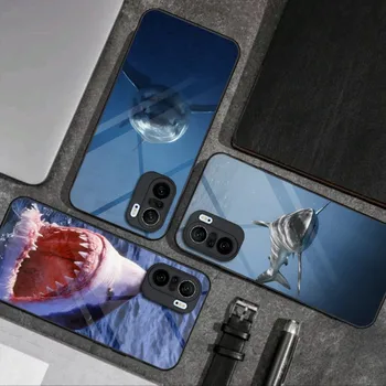 Новый Модный Стеклянный Чехол Для Телефона Shark Для Xiaomi PocoF3 13 12X11 11T 10 12Pro Lite Redmi Note 10 9 8 Pro 9T 9A PocoX3Pro Чехол