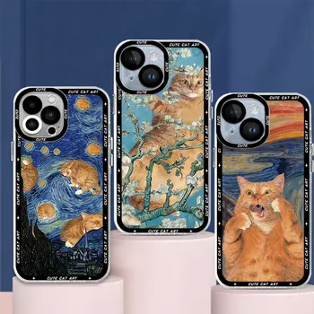 Чехол Van Gogh cute cat art Case для Redmi 10A 9 9A 12C Note 8 9 10 11 Pro 12 9T 10C 10 9C Note 11 Note Прозрачный Мягкий Чехол