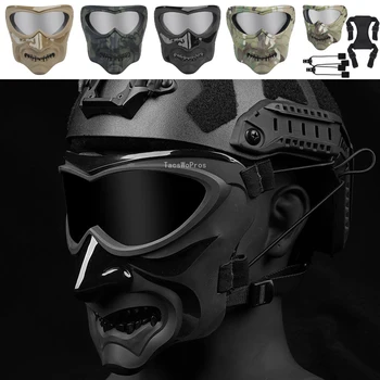 Съемка Полнолицевая маска Военные Страйкбольные охотничьи защитные маски с HD-объективом Для боевых действий на открытом воздухе Тактическая защитная маска для военных игр