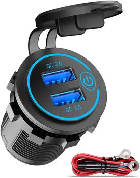 Двойное Зарядное Устройство USB Разъем Водонепроницаемый 12 В USB Розетка 36 Вт Двойной QC3.0 USB Мощность с Сенсорным Переключателем DIY Автомобильный USB Порт для Автомобиля Лодки