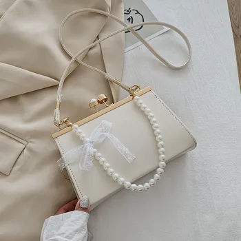 Модная жемчужная сумка через плечо, подходящая к маленькой квадратной сумке, клатч, мешочек для монет, сумка через плечо из искусственной кожи, сумка через плечо для женщин