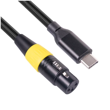 Кабель USB C-XLR-розетка Тип C-Розетка к 3-контактному XLR-разъему Микрофонного кабеля Компьютерный Аудиокабель для Передачи данных 3 метра