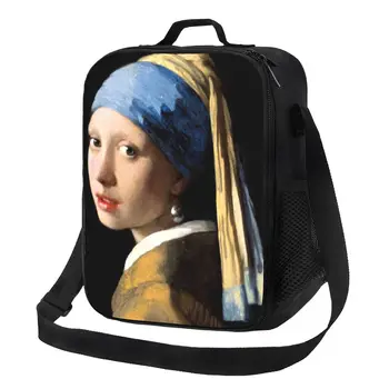 Девушка с жемчужной сережкой, изолированный ланч-пакет для женщин, картина Винсента Ван Гога, охладитель, касса для Бенто, Работа в школе