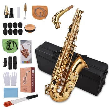 Альт-Саксофон Eb Brass Paint 802 Клавишный Саксофонный Инструмент с полным набором Аксессуаров для профессионального исполнения