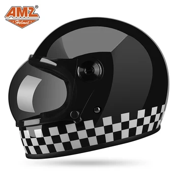 Высокопрочный стеклопластиковый ретро-зеркальный шлем с пузырьками в полный рост, Для мотоциклетного защитного шлема Harley retro cruise AMZ 959