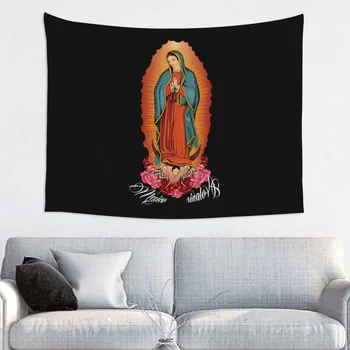 Гобелен Богоматери Гваделупской, настенный гобелен из ткани хиппи, Настенное одеяло Девы Марии христианского искусства, декор комнаты 200x150 см