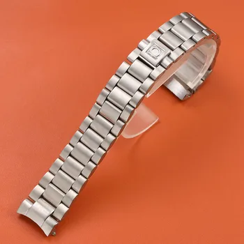 Часы Omega Solid из нержавеющей стали с мужским ремешком с расширяющейся пряжкой серебристого матового цвета 20 мм