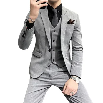 2023 Новый костюм, мужская британская корейская версия, приталенный костюм-тройка, деловой большой размер M-7XL, модное городское молодежное платье