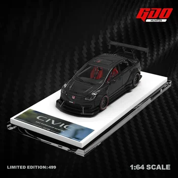 TimeMicro X GDO 1:64 Honda Civic Explosion Unlimited Полностью из углеродного волокна, черная модель автомобиля с ограниченным тиражом 499 штук