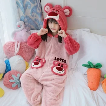 Пижама Кигуруми для детей, Мультяшный костюм, Пижама для маленьких девочек, Пижама для мальчиков, комбинезон с медведем, Фланелевая домашняя одежда