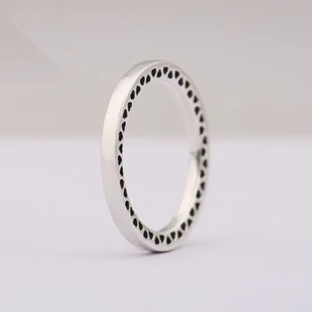 Классическое кольцо с сердечками для женщин, аутентичные женские украшения из стерлингового серебра S925 пробы, подарок девушке на День рождения