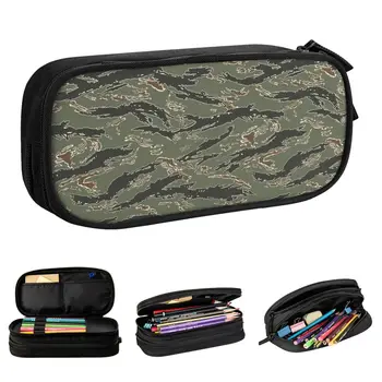 Камуфляжные пеналы в тигровую полоску, милая армейская камуфляжная сумка для ручек, вместительный пенал для хранения школьных принадлежностей, пенал на молнии