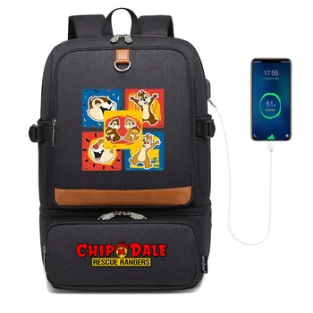 Рюкзаки Disney Chip n Dale, сумки для ноутбуков, Изолированный отсек, USB-порт, водонепроницаемая сумка-холодильник, Школьная сумка для ланча для пикника