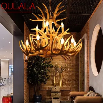 Современные потолочные люстры OULALA из оленьих рогов Креативный дизайн подвесных светильников для домашнего декора столовой