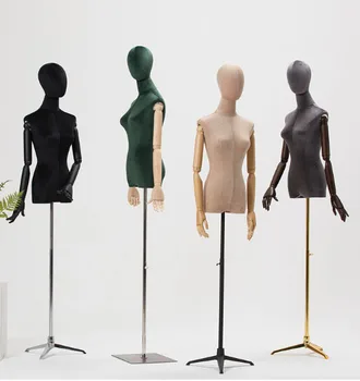 Лучшая модель женского манекена из бархатной ткани в корейском стиле с половиной тела, рамка для показа одежды-манекена