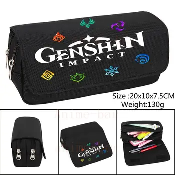 Игровой пенал Genshin Impact Element, школьные принадлежности для студентов, коробка для канцелярских принадлежностей в стиле аниме, косметичка для макияжа большой емкости