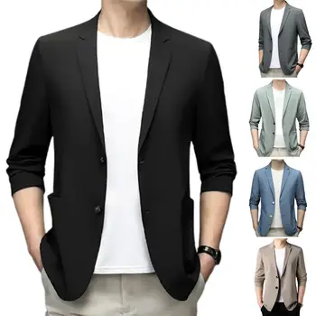Официальный мужской костюм, пальто, однотонный кардиган с лацканами, плюс размер, мужское деловое пальто, мужской пиджак для повседневной носки