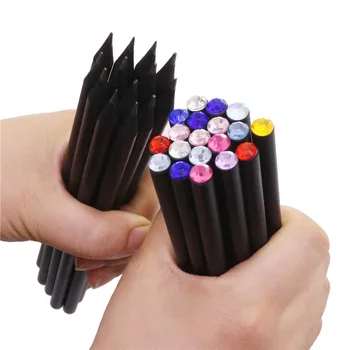 20шт Черный деревянный карандаш HB с красочным бриллиантом Kawaii Школьник Рисует, пишет, детский карандаш, Стандартные карандаши
