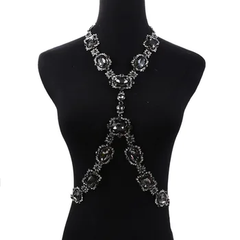 Европа и Соединенные Штаты Новый Свет Роскошная Мода Высокого класса Популярные Женщины Бриллиантовое Стеклянное Ожерелье Кристалл Драгоценный Камень Цепочка Для Тела