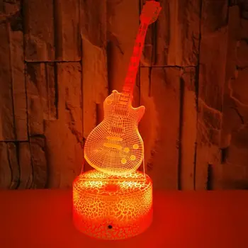 Nighdn Гитара 3D Ночник Светодиодный Иллюзионный Ночник Прикроватный Столик Домашний Декор Комнаты Рождественские Подарки на День Рождения для Детей Мальчиков Девочек