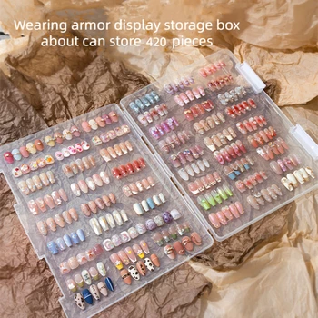 Нажимной органайзер для ногтей, дисплей, Коробка для хранения, держатель контейнера, футляр для накладных ногтей, упаковка для салона, домашние принадлежности для хранения ногтей