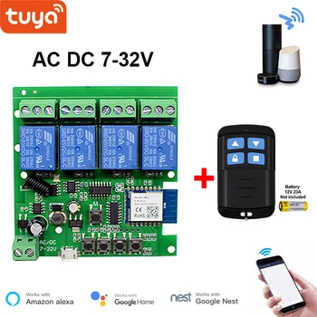 Модуль Tuya Smart Switch С Четырехпозиционным Пультом Дистанционного Управления AC/DC 7-32 В 85-250 В 2200 Вт Работает С Alexa Google Home Smart Home