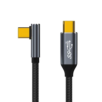 Тип-C USB-C Быстрая Зарядка Шнур USB C-C 90 градусов 100 Вт Шнур Видеовыхода 4K60Hz Провод для быстрой зарядки 10 Гбит/с