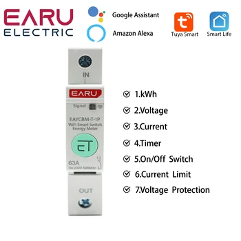 1P TUYA APP Zigbee WIFI Smart Energy Счетчик Потребляемой мощности кВтч Автоматический Выключатель Реле Времени Защита От утечки Напряжения