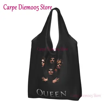 Изготовленные на заказ сумки для покупок Freddie Mercury Queen Band, женские портативные сумки для покупок в продуктовых магазинах большой емкости