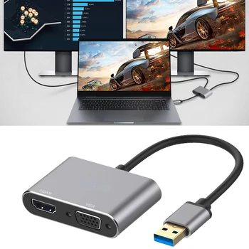 Док-станция 4K USB3.0 к VGA HDMI-совместимый Адаптер Игровой Концентратор Многофункциональная Док-станция USB-концентратор кабельный Разветвитель usb-vga Адаптер