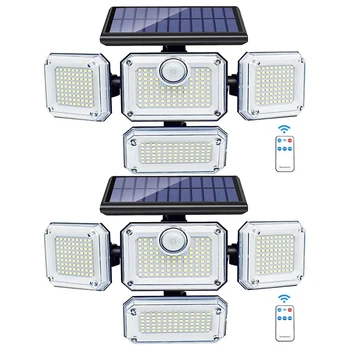 Солнечные фонари Наружный датчик движения 333 светодиодных прожектора, наружные фонари с 2 пультами дистанционного управления