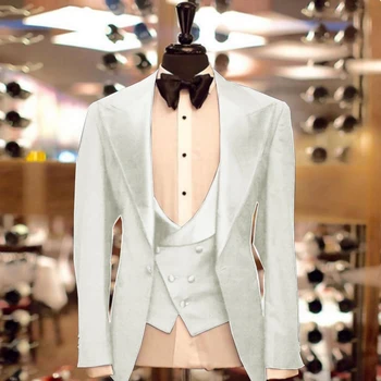 Однобортная мужская одежда Куртка + Жилет + Брюки, Комплект из 3 предметов, Приталенный мужской костюм С лацканами, Элегантные костюмы для свадьбы 2023