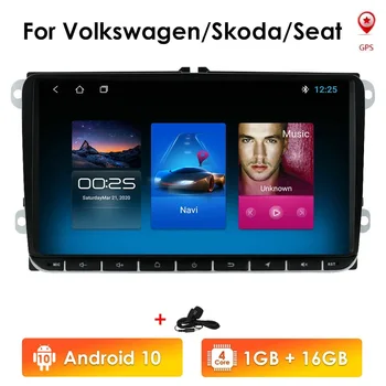 Автомобильный Мультимедийный плеер 2Din Android10 Nav Для VW/Фольксваген/Гольф/Поло/Тигуан/Пассат/b7/b6/SEAT/leon/Skoda/Octavia Радио GPS RDS