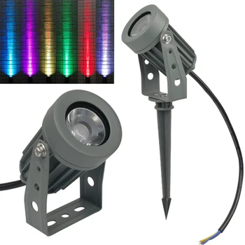Наружный RGB Светодиодный Прожектор 6 Вт Светодиодный Точечный Светильник Наружного Освещения Узкоугольный Прожектор с освещением колонны внутреннего двора AC110V220V