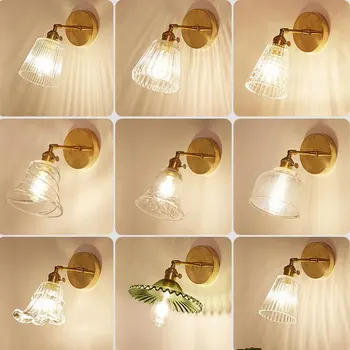 Современный светодиодный прозрачный абажур, Ретро Медный настенный светильник, Прозрачное настенное бра, освещение в скандинавском стиле, настенный светильник для комнаты, Стеклянный настенный светильник
