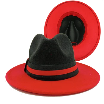 Низкая цена, оптовые фетровые шляпы, мужские и женские джазовые шляпы, двухцветные новые фетровые шляпы, окрашенные в галстук, Осенние классические шляпы, сомбреро