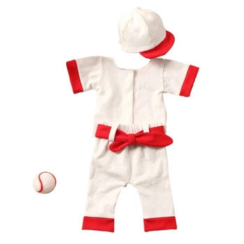 Реквизит для фотосессии новорожденных, бейсбольный костюм, шляпа, футболка, комплект штанов, детский фотокостюм