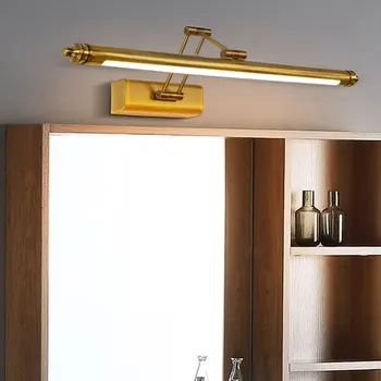 Современное золотое хромированное зеркало Передние соединения ламп регулируются для ванной комнаты Светильники для спальни 50/60/80 см Прямая поставка