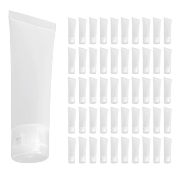 50шт 50 мл Матовых прозрачных пластиковых мягких тюбиков Пустые Контейнеры для упаковки косметических кремов, эмульсий и лосьонов