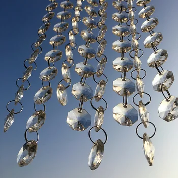 25 м/лот Высококачественный кристалл 14 мм восьмиугольные бусины Цепочки гирлянда для украшения дома Свадебная вечеринка Поставка