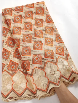 Африканская вуалевая кружевная ткань 2022 года, высококачественная Нигерийская швейцарская вышивка, хлопчатобумажное кружево 5 ярдов для пошива свадебных платьев A2637