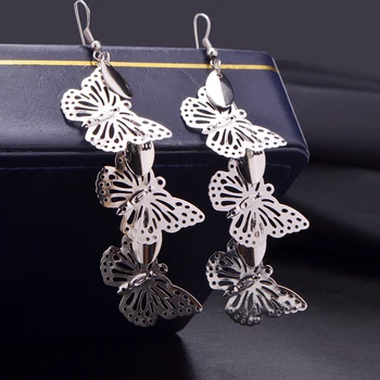 Металлические серьги с кисточками на трехцветной цепочке-бабочке для красивых женских украшений